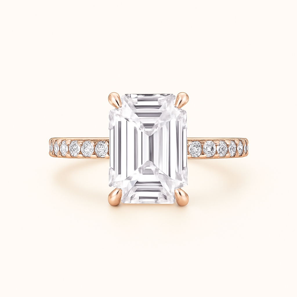 Shelly Verlobungsring – Emerald Cut Lab grown Diamant mit Seitendiamanten Ringe Lab Diamond Labgrownlove Handgefertigt