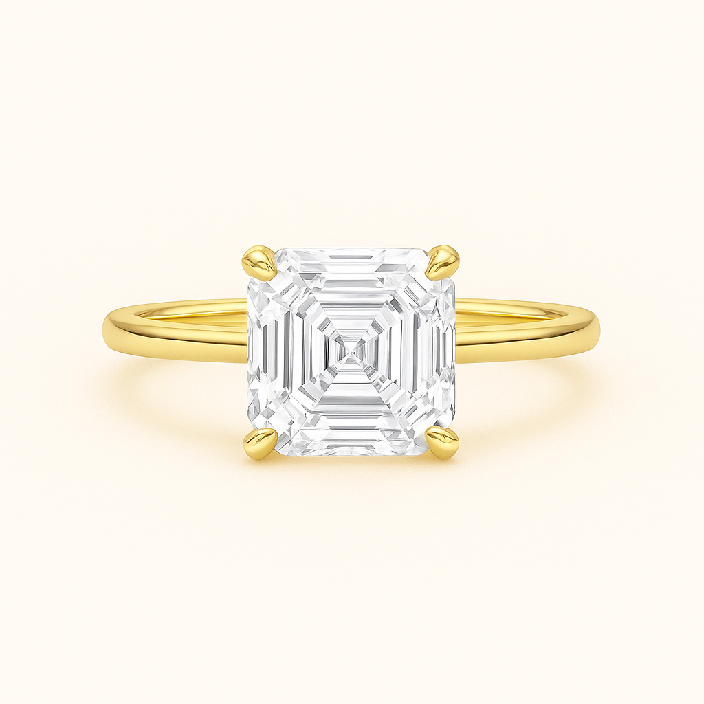 „Clara“ Solitär Asscher Lab grown Diamant Ringe Lab Diamond Labgrownlove Handgefertigt Jetzt einkaufen gelb gold