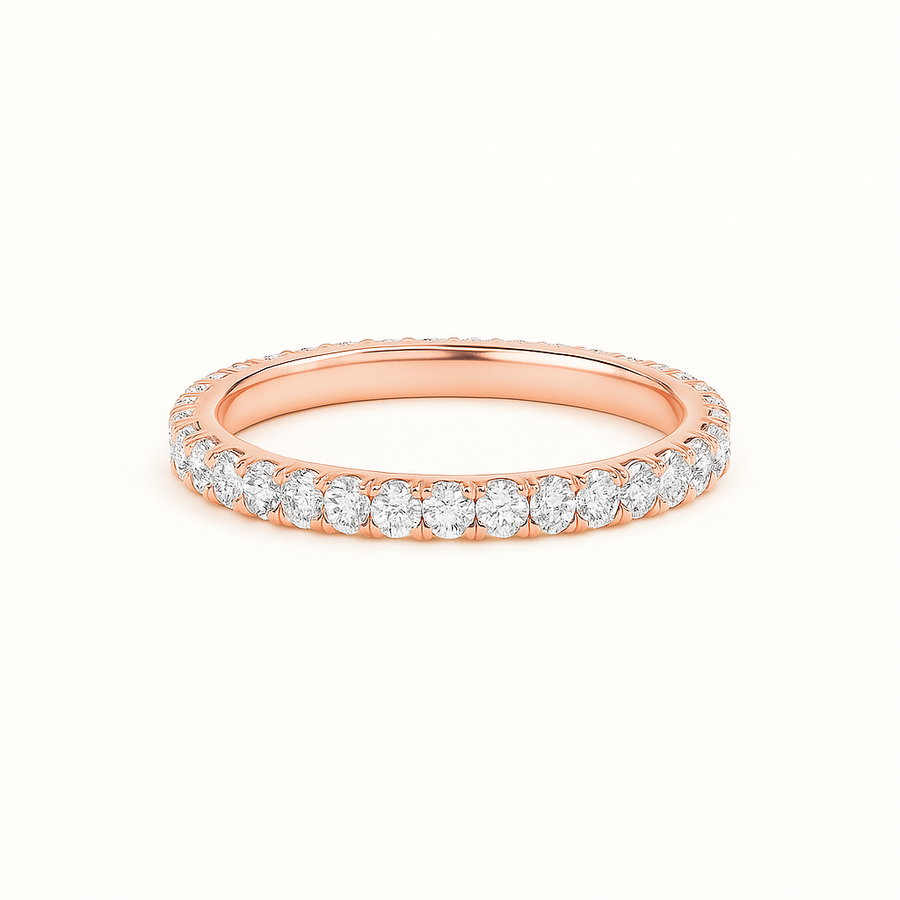 Ehering aus Roségold mit runden Diamanten
