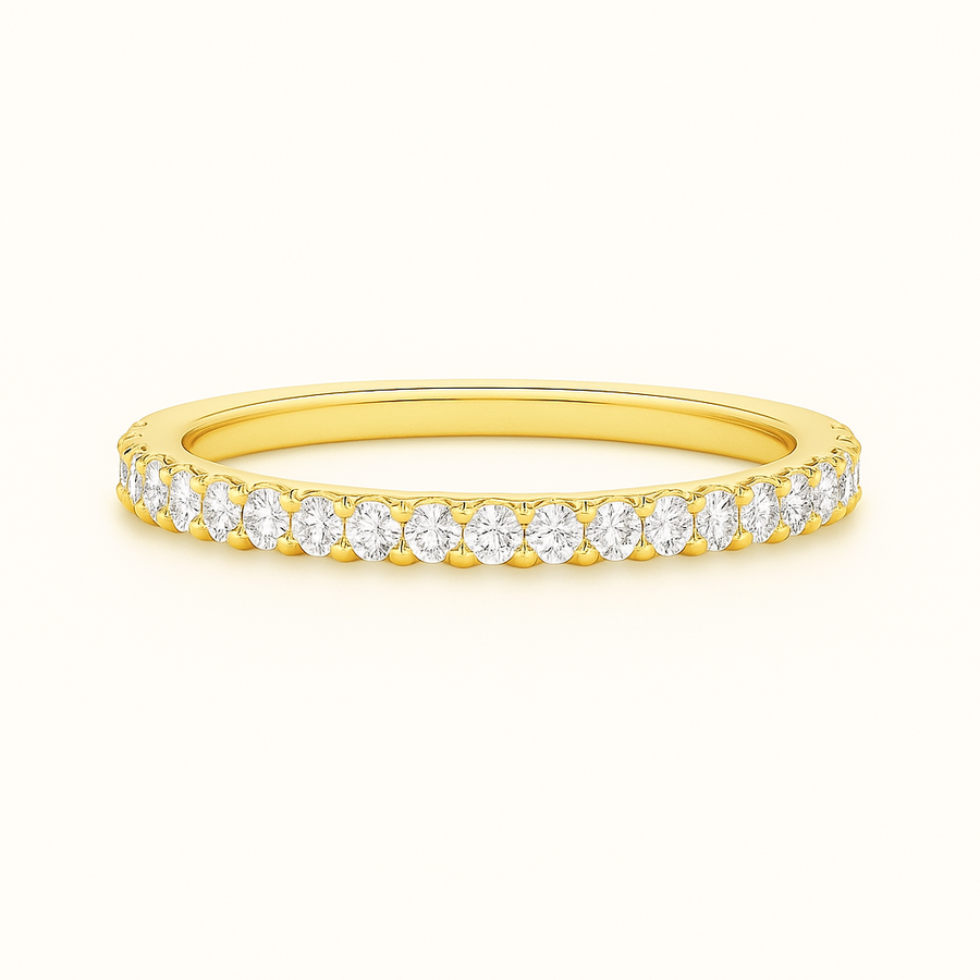 Ehering aus Gelbgold mit runden Diamanten