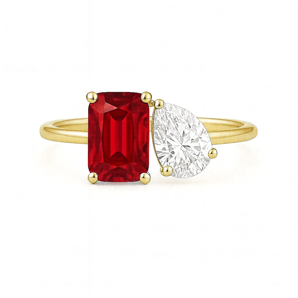 „Ruby“ Tropfen/ Cushion Lab grown Diamant Ringe Lab Diamond Labgrownlove Handgefertigt Jetzt einkaufen gelb gold