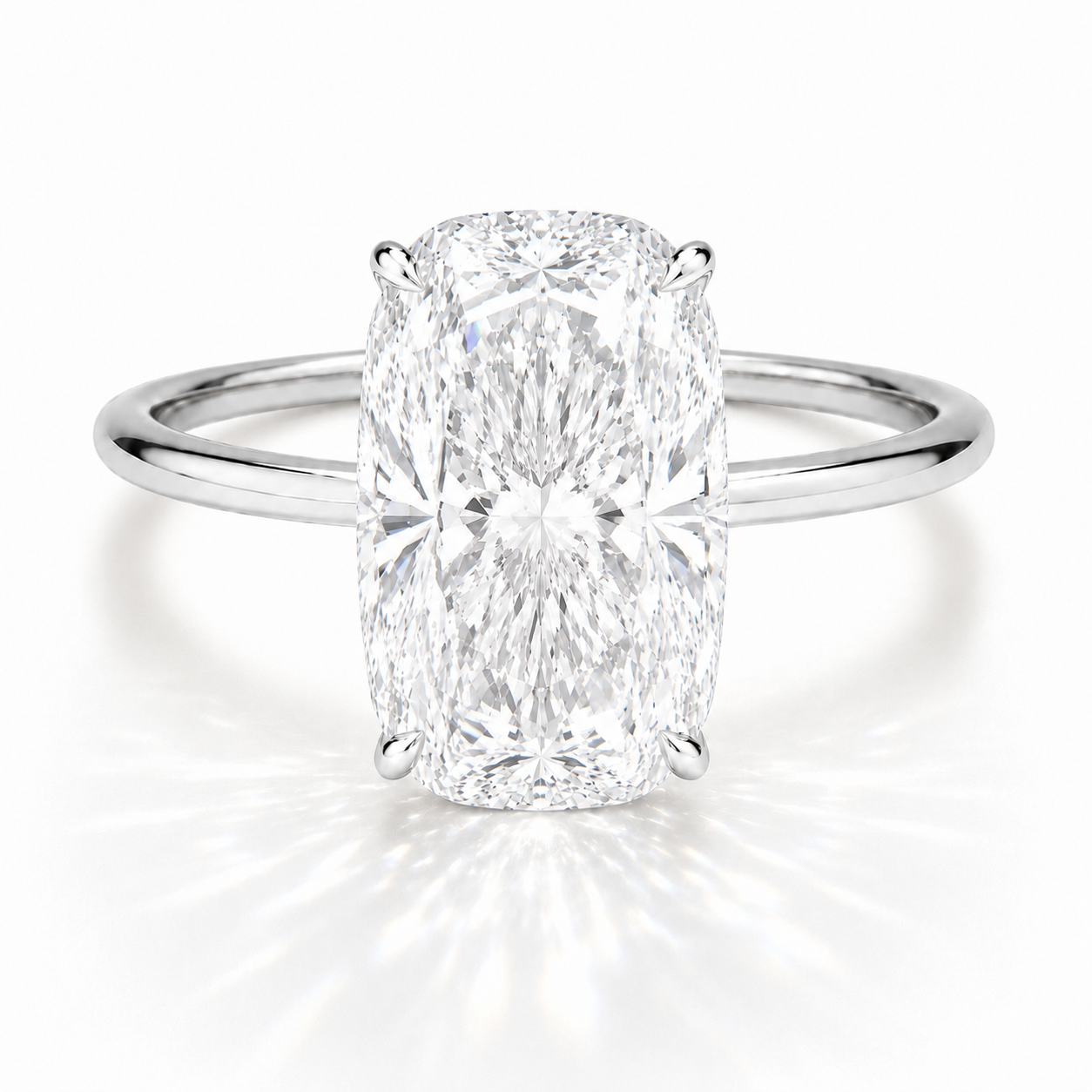 Madison - Elongated Cushion Solitär-Verlobungsring aus 18k Weißgold mit einem funkelnden, laborgezüchteten Diamanten - handgefertigt & nachhaltig - von Labgrownlove