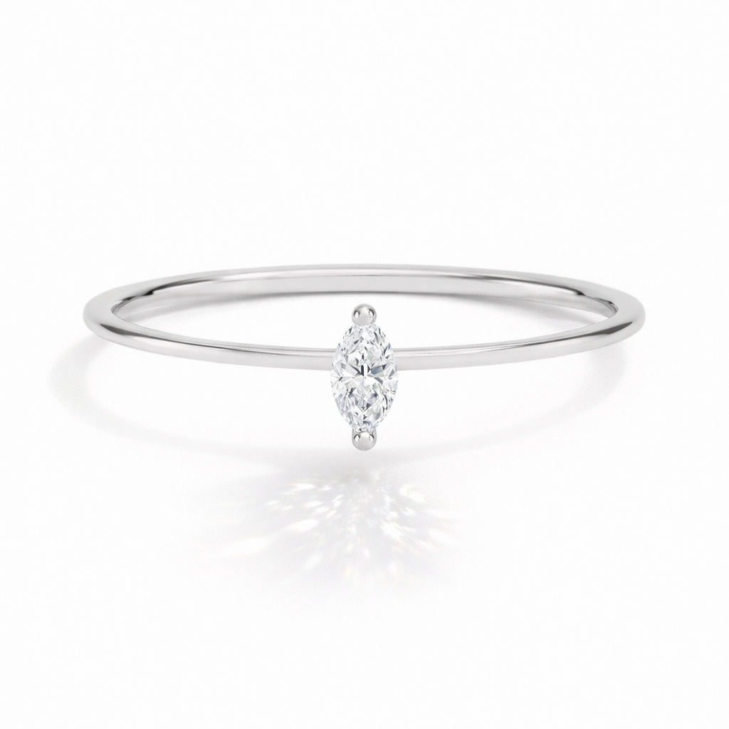 Laura Solitär Verlobungsring aus 14k Weißgold mit einem funkelnden, natürlichen Diamanten - handgefertigt & nachhaltig - von Labgrownlove