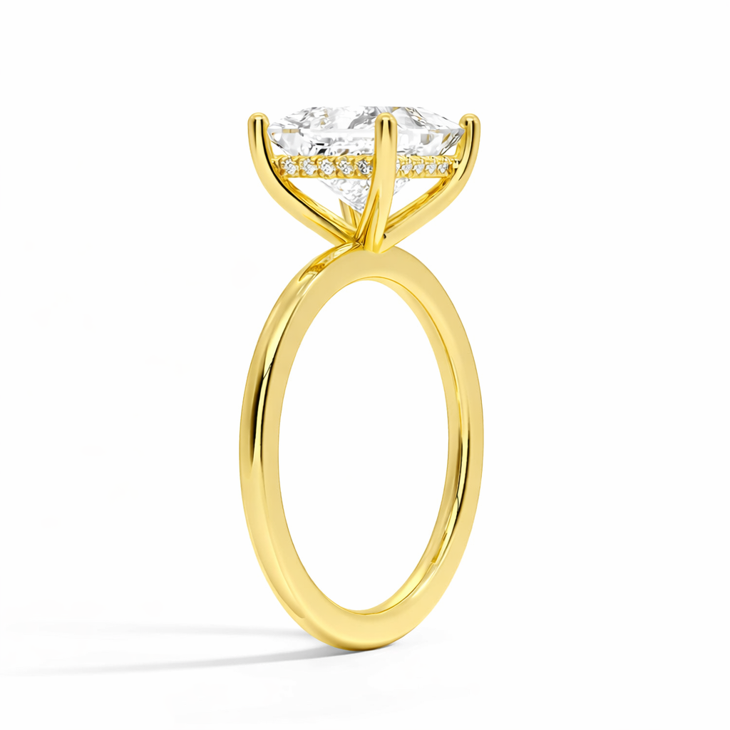 Victoria - Elongated Cushion hidden halo Solitär Verlobungsring aus 14k Gelbgold mit einem funkelnden, laborgezüchteten Diamanten - handgefertigt & nachhaltig - von Labgrownlove