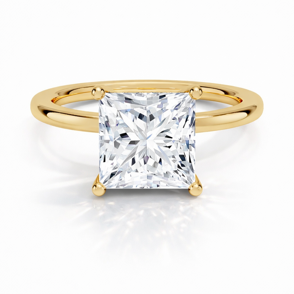 Elaine Princess hidden halo Verlobungsring aus 14k Gelbgold mit einem funkelnden Diamanten- laborgezüchtet, handgefertigt & nachhaltig - von Labgrownlove