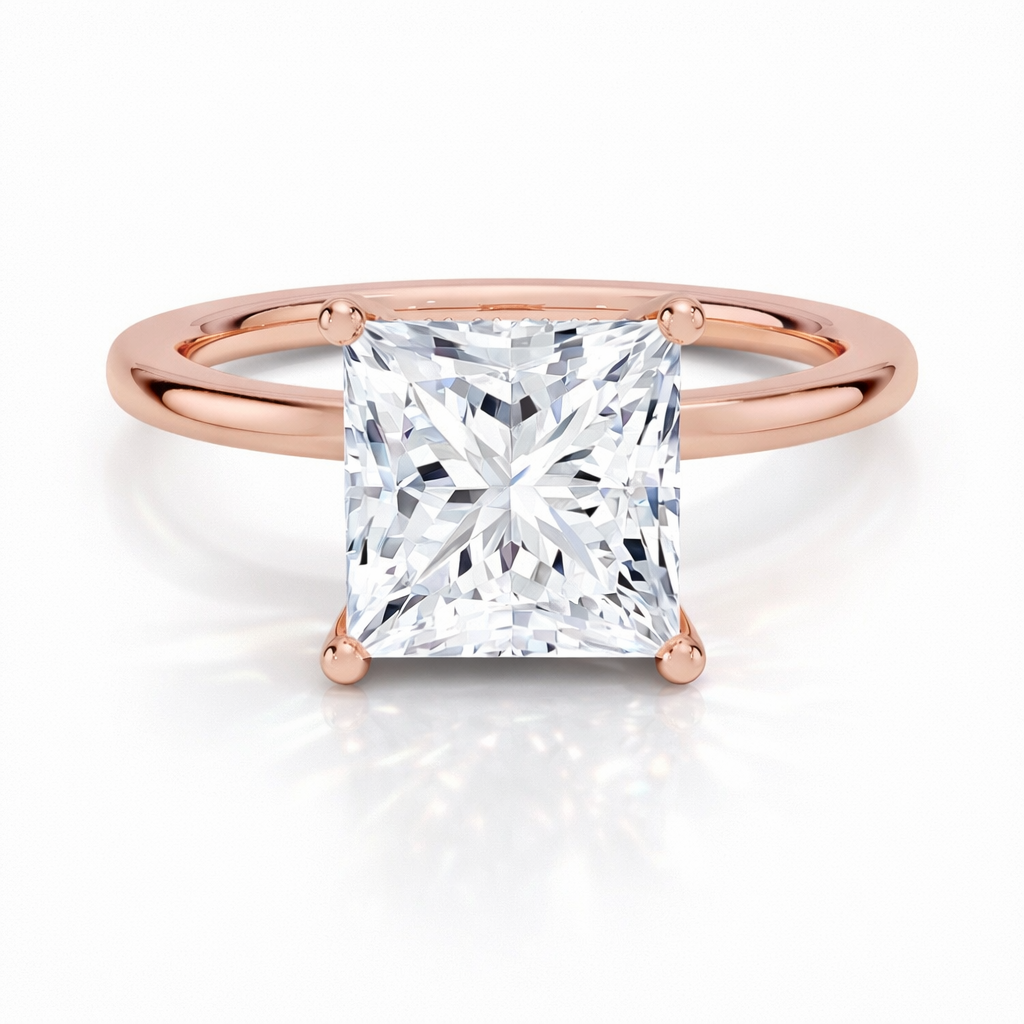 Elainé – Princess hidden halo Verlobungsring, laborgezüchteter Diamant