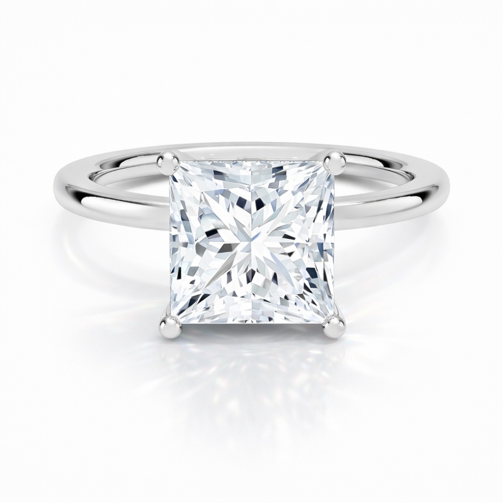 Elaine Princess hidden halo Verlobungsring aus 14k Weißgold mit einem funkelnden Diamanten- laborgezüchtet, handgefertigt & nachhaltig - von Labgrownlove