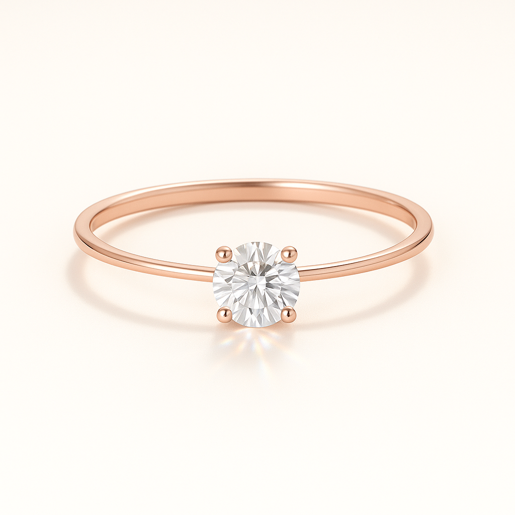 Emilia Brilliant Solitär Verlobungsring aus 14 Karat Roségold mit einem funkelnden, laborgezüchteten Diamanten – handgefertigt, nachhaltig, von Labgrownlove