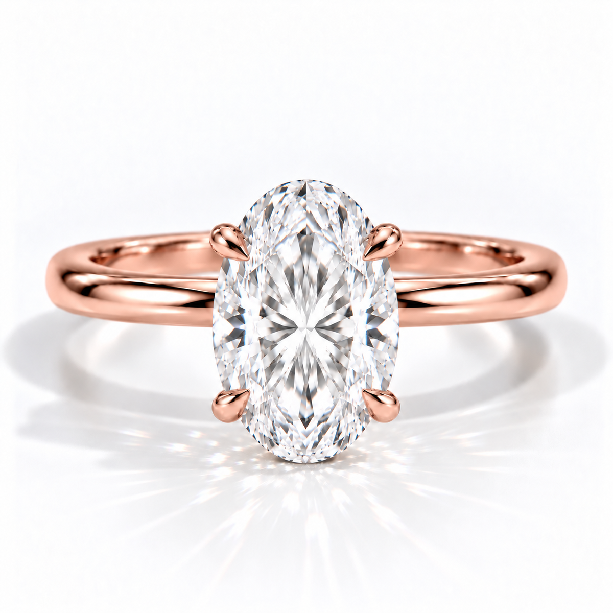 Mira Oval Solitär Verlobungsring aus 14k Roségold mit einem funkelnden, laborgezüchteten Diamanten – handgefertigt, nachhaltig, von Labgrownlove