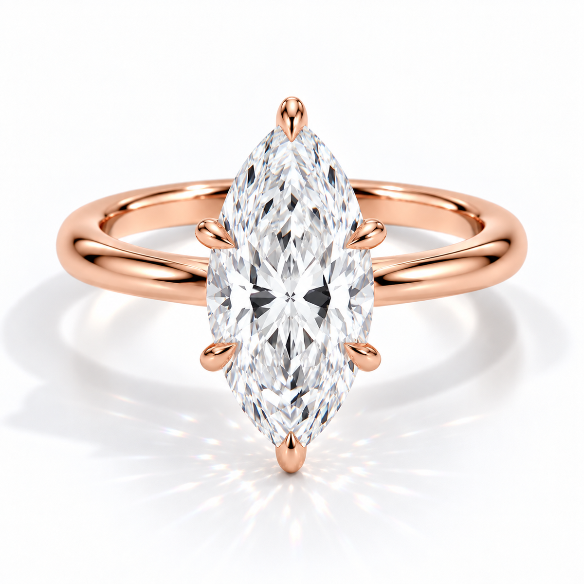 Chanti - Marquise Solitaire Cathedral hidden halo Verlobungsring aus 14k Roségold mit einem funkelnden, laborgezüchteten Diamanten - handgefertigt & nachhaltig - von Labgrownlove