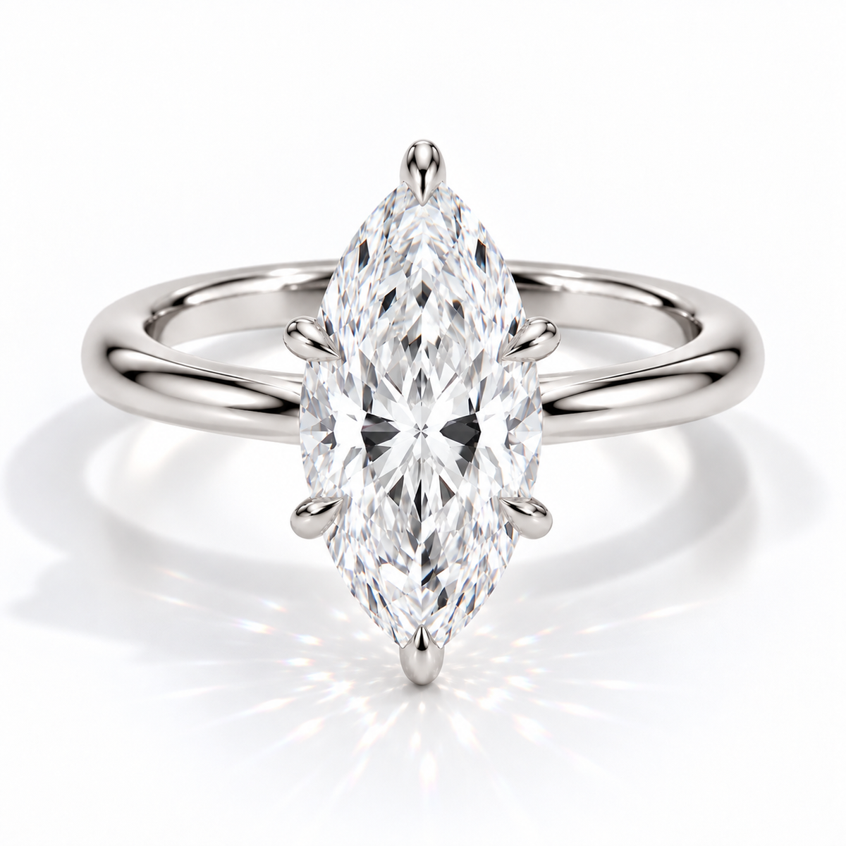 Chanti - Marquise Solitaire Cathedral hidden halo Verlobungsring aus 14k Weißgold mit einem funkelnden, laborgezüchteten Diamanten - handgefertigt & nachhaltig - von Labgrownlove