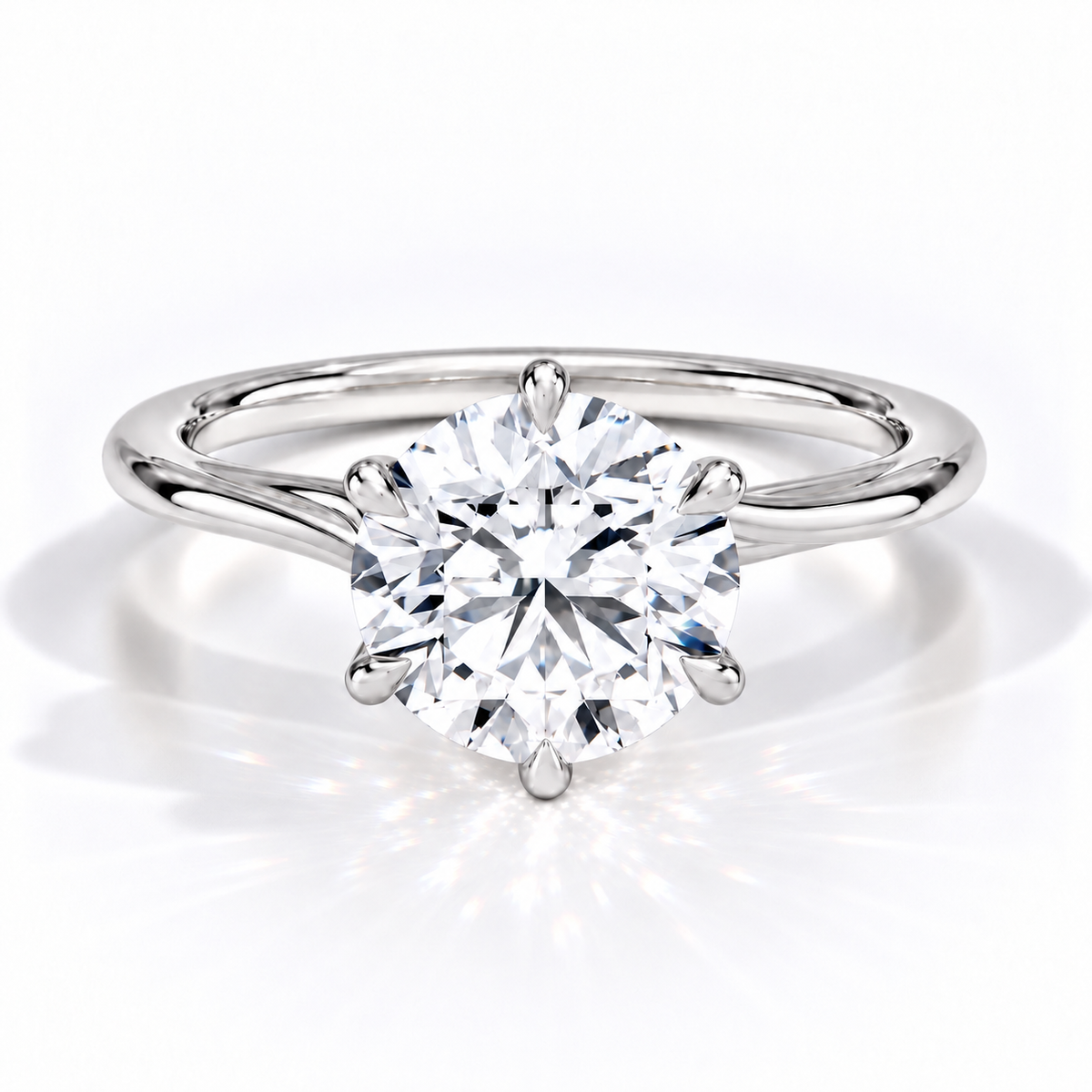 Samy - Brilliant Rund Solitär Cathedral hidden halo Verlobungsring aus 14k und 18k Weißgold mit einem funkelnden, Laborgezüchteten Diamanten - handgefertigt & nachhaltig - von Labgrownlove