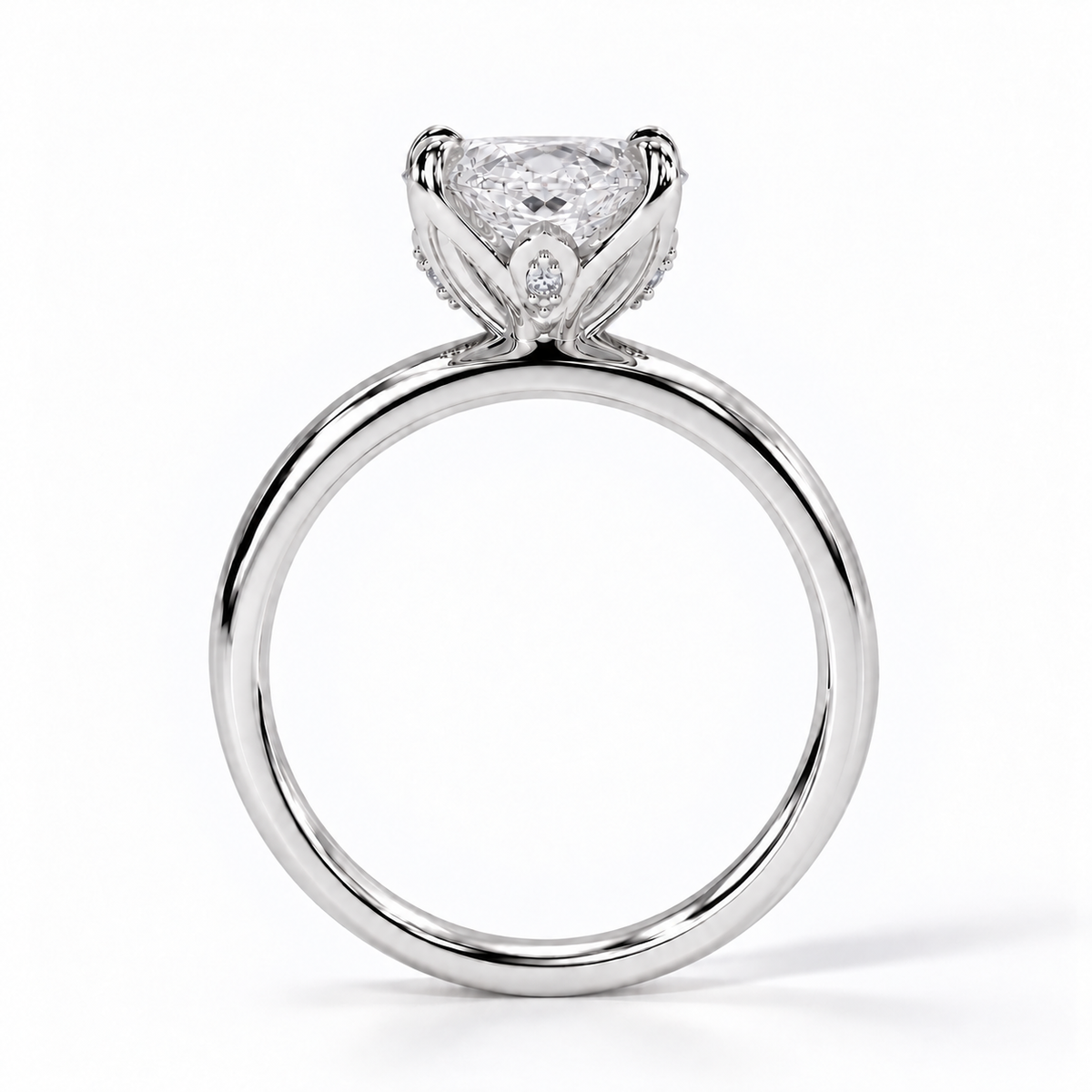 Angelina - Oval Solitär Doppeltetulpe hidden halo Verlobungsring aus 14k und 18k Weißgold mit einem funkelnden, Laborgezüchteten Diamanten - handgefertigt & nachhaltig - von Labgrownlove