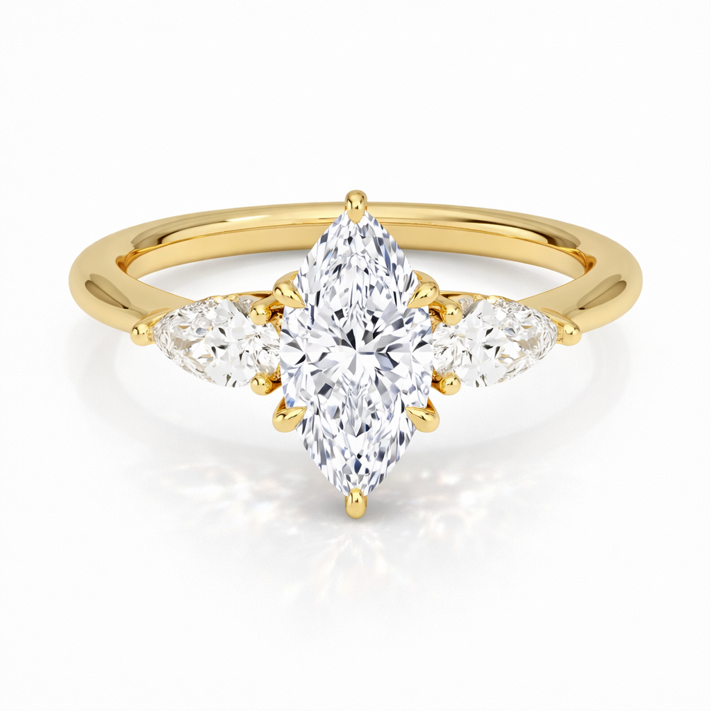 Lara - Marquise Threestone Laborgezüchteter Diamant