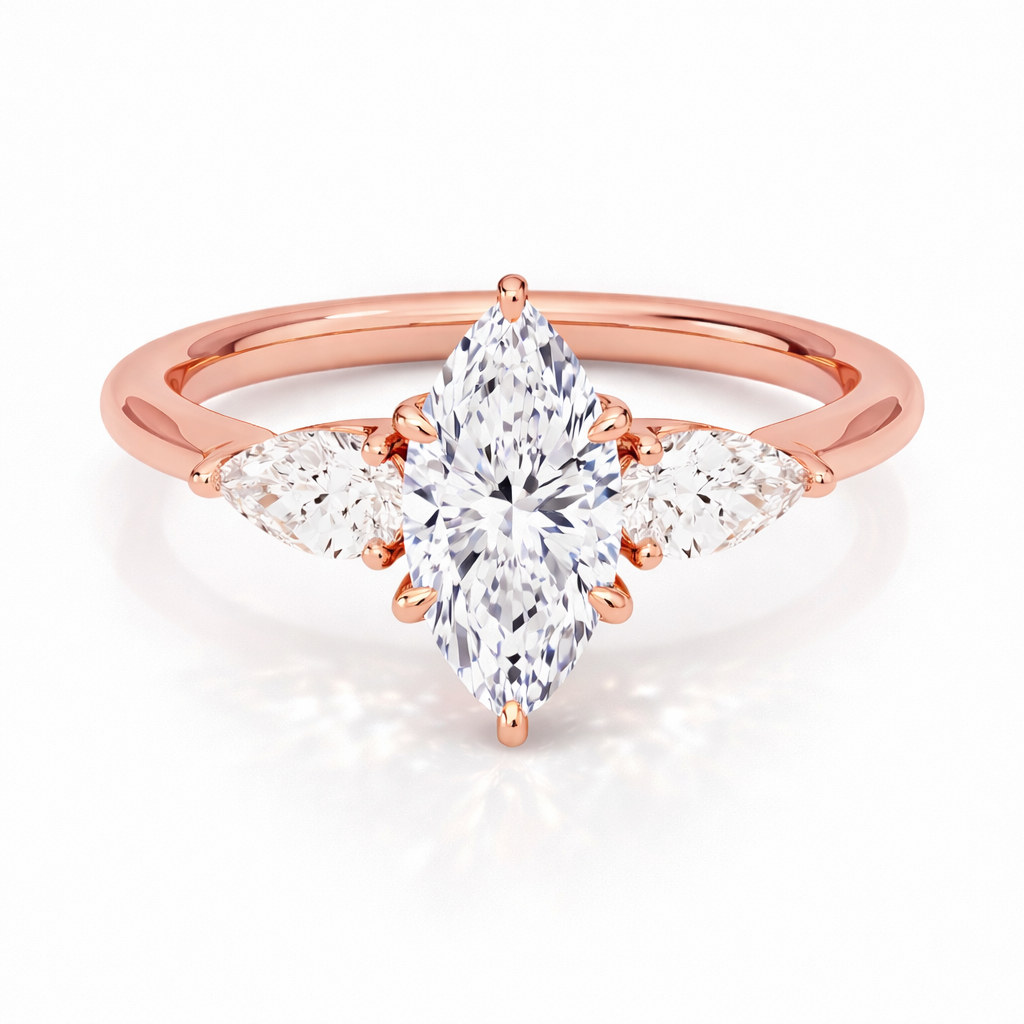 Lara - Marquise Threestone Laborgezüchteter Diamant