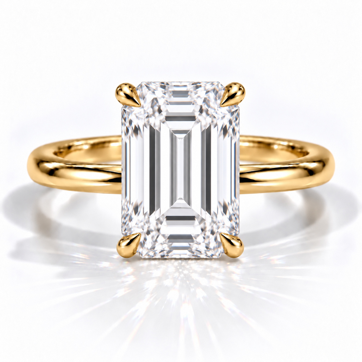 Emerald Solitär-Verlobungsring aus Gelbgold mit Labordiamant