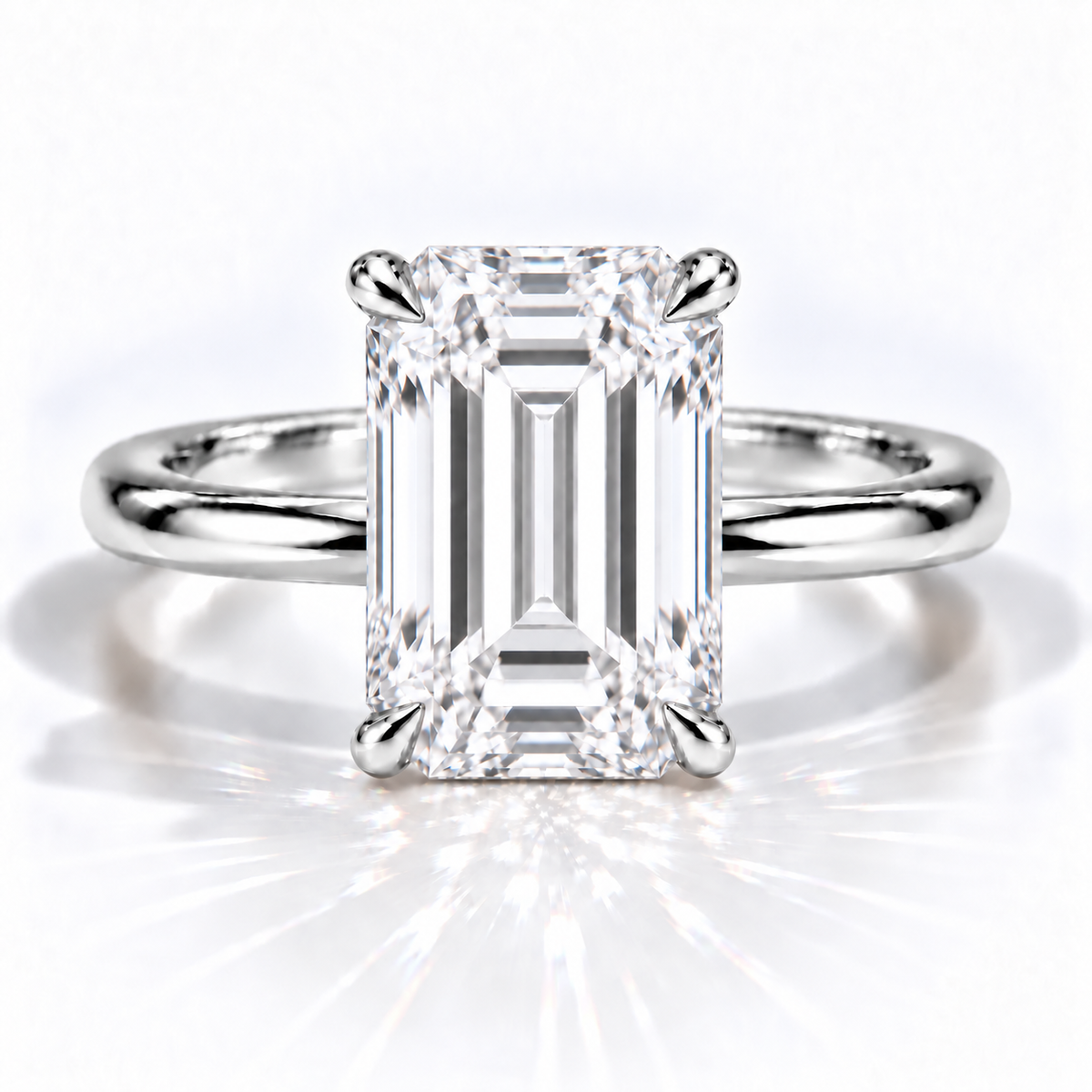 Emerald Solitär-Verlobungsring aus Weißgold mit Labordiamant