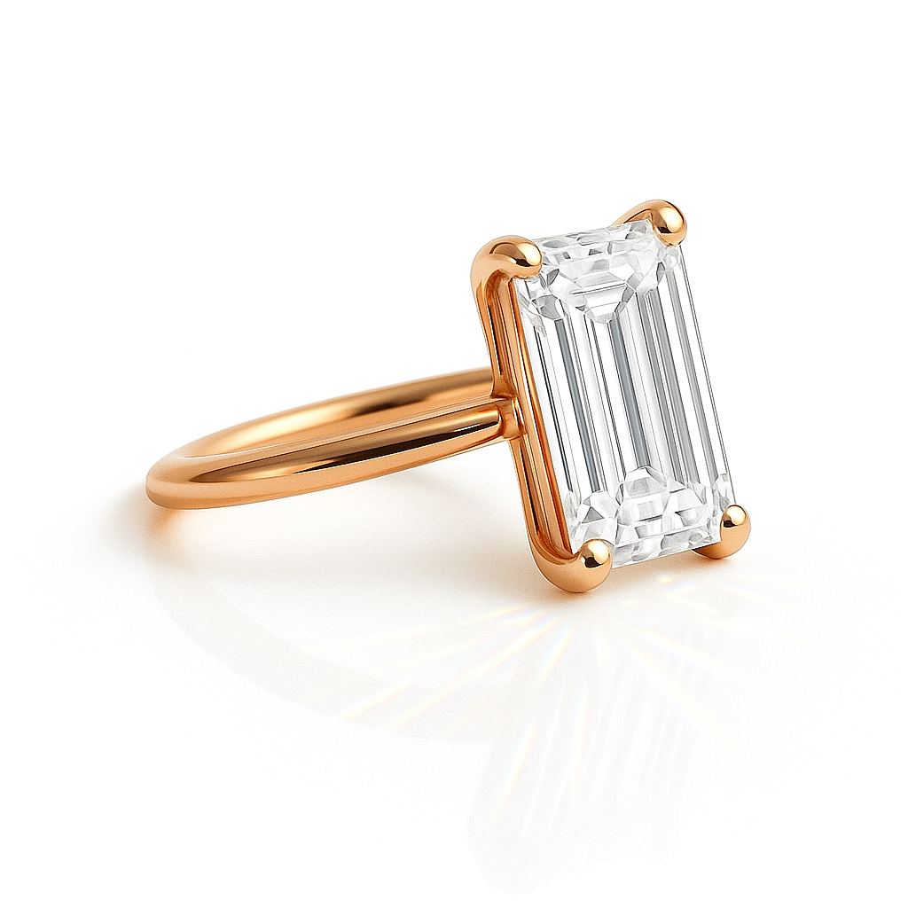 Celina Emerald Solitär Verlobungsring aus 14k Roségold mit einem funkelnden, laborgezüchteten Diamanten – handgefertigt, nachhaltig, von Labgrownlove