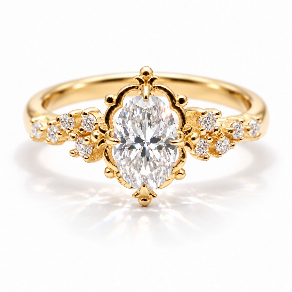 Rosi - Oval Cluster Vintage Laborgezüchteter Diamant Verlobungsring
