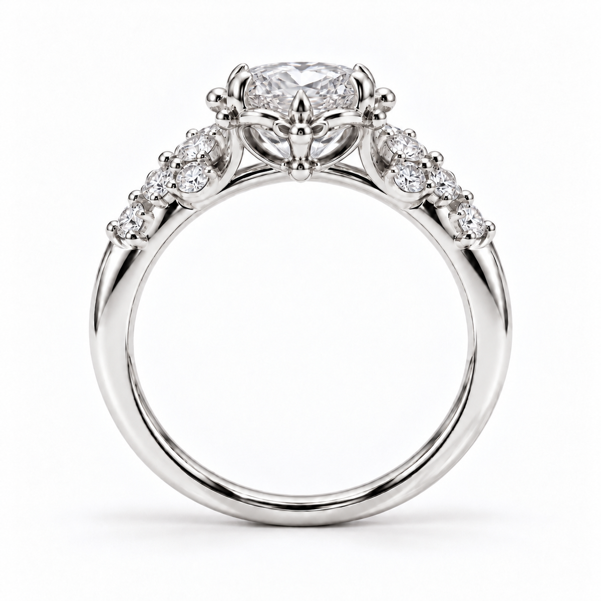 Rosi - Oval Cluster Vintage Laborgezüchteter Diamant Verlobungsring