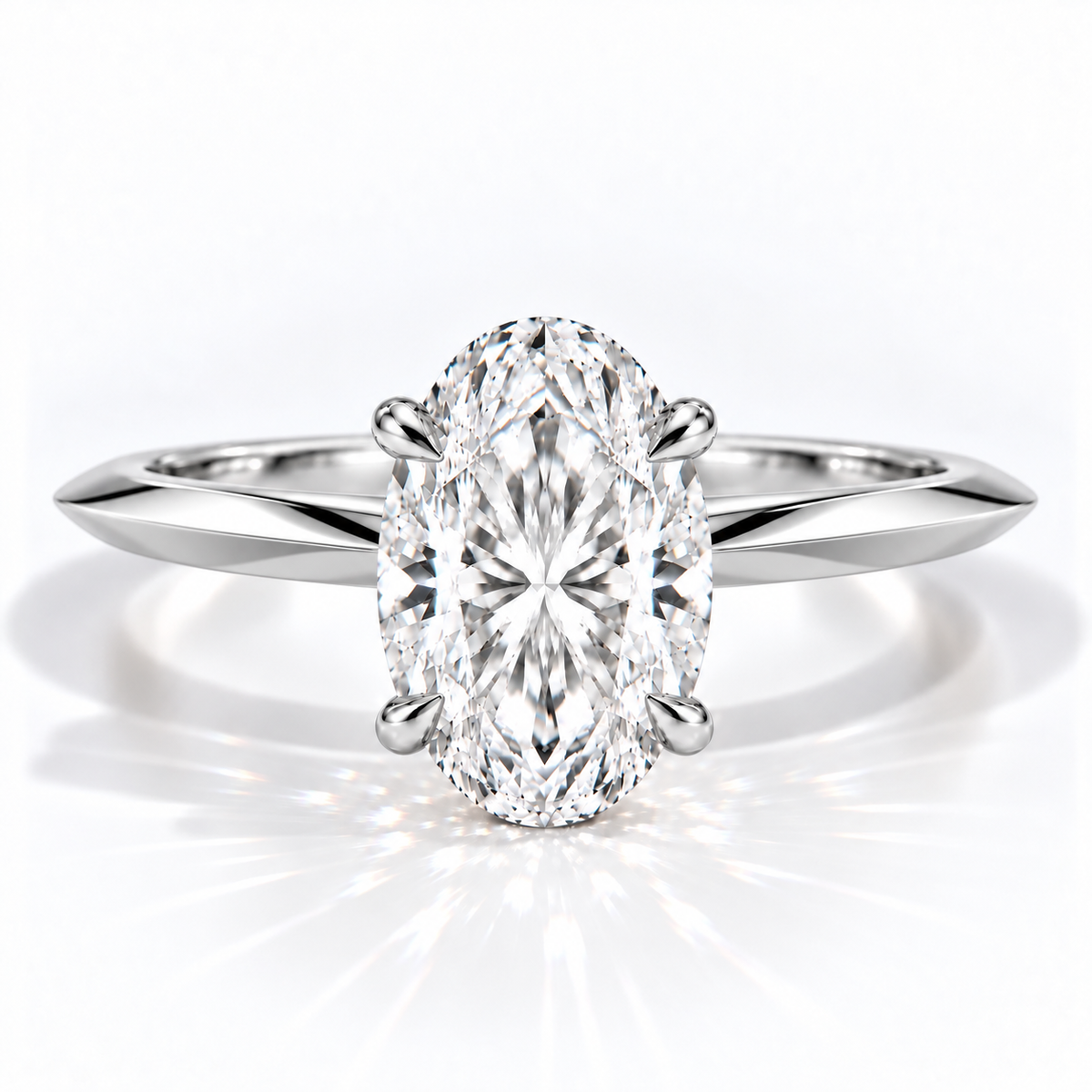 Pamela– Oval Knife Edge Klassischer Solitär-Verlobungsring | Labordiamant