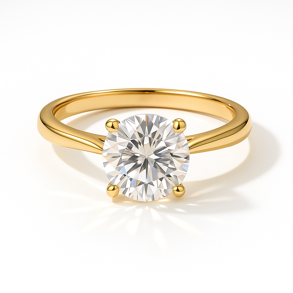 Ida Brilliant Solitär Verlobungsring aus 14k Gelbgold mit einem funkelnden laborgezüchteten Diamanten – handgefertigt, nachhaltig, von Labgrownlove