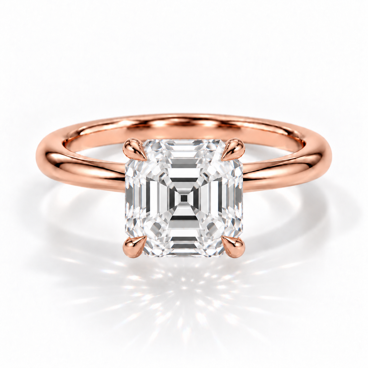 Asscher Solitär-Verlobungsring aus Roségold mit Labordiamant