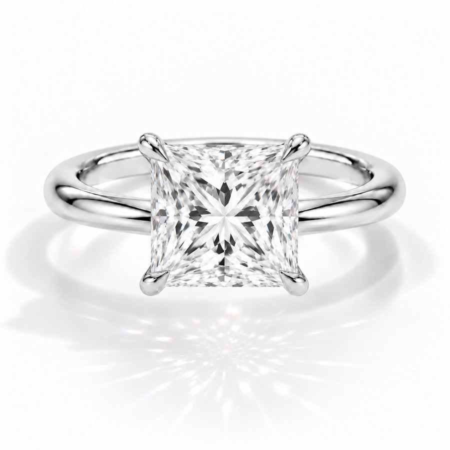 Princess-Cut Solitär-Verlobungsring aus Weißgold mit Labordiamant
