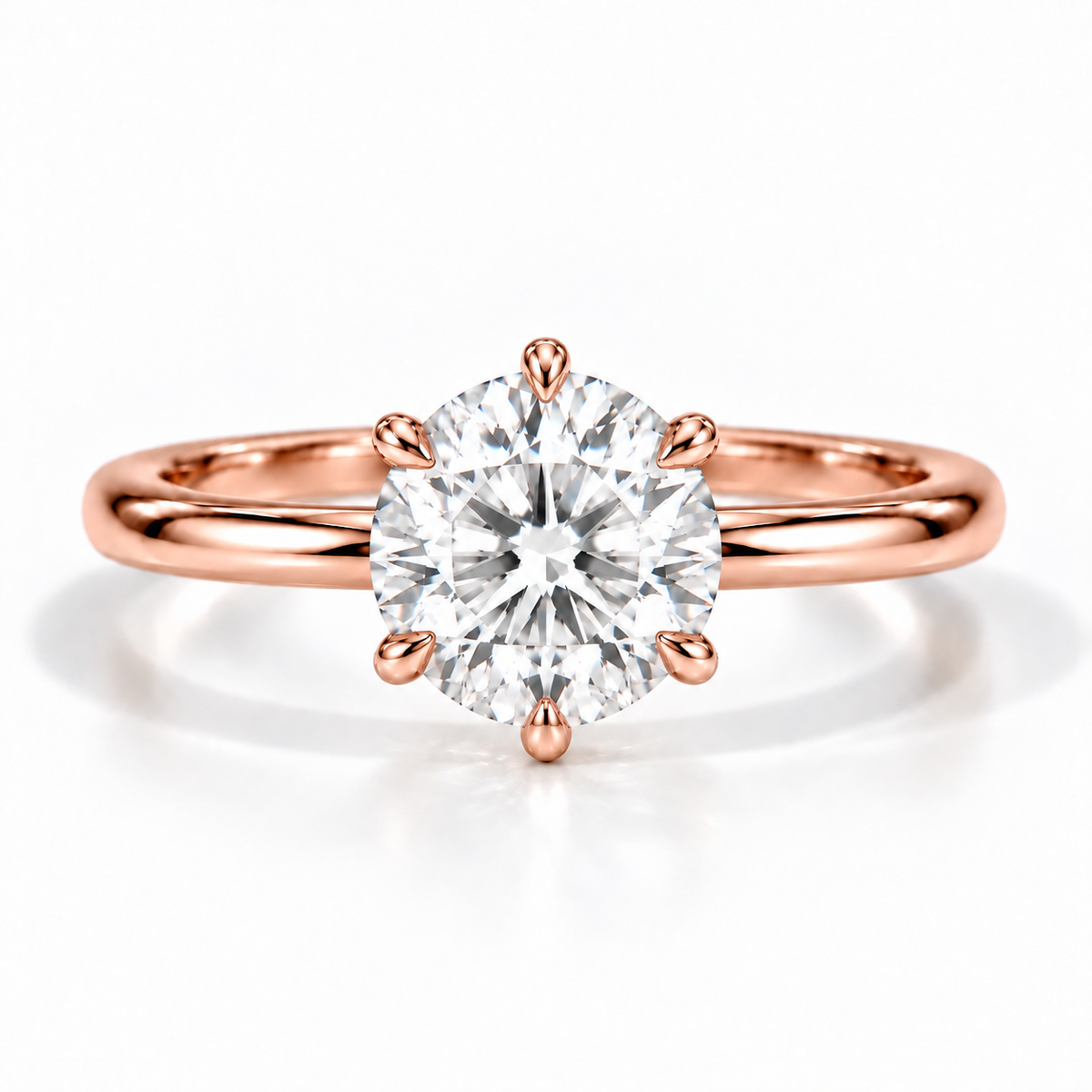 Runder Solitär-Verlobungsring aus Roségold mit Labordiamant