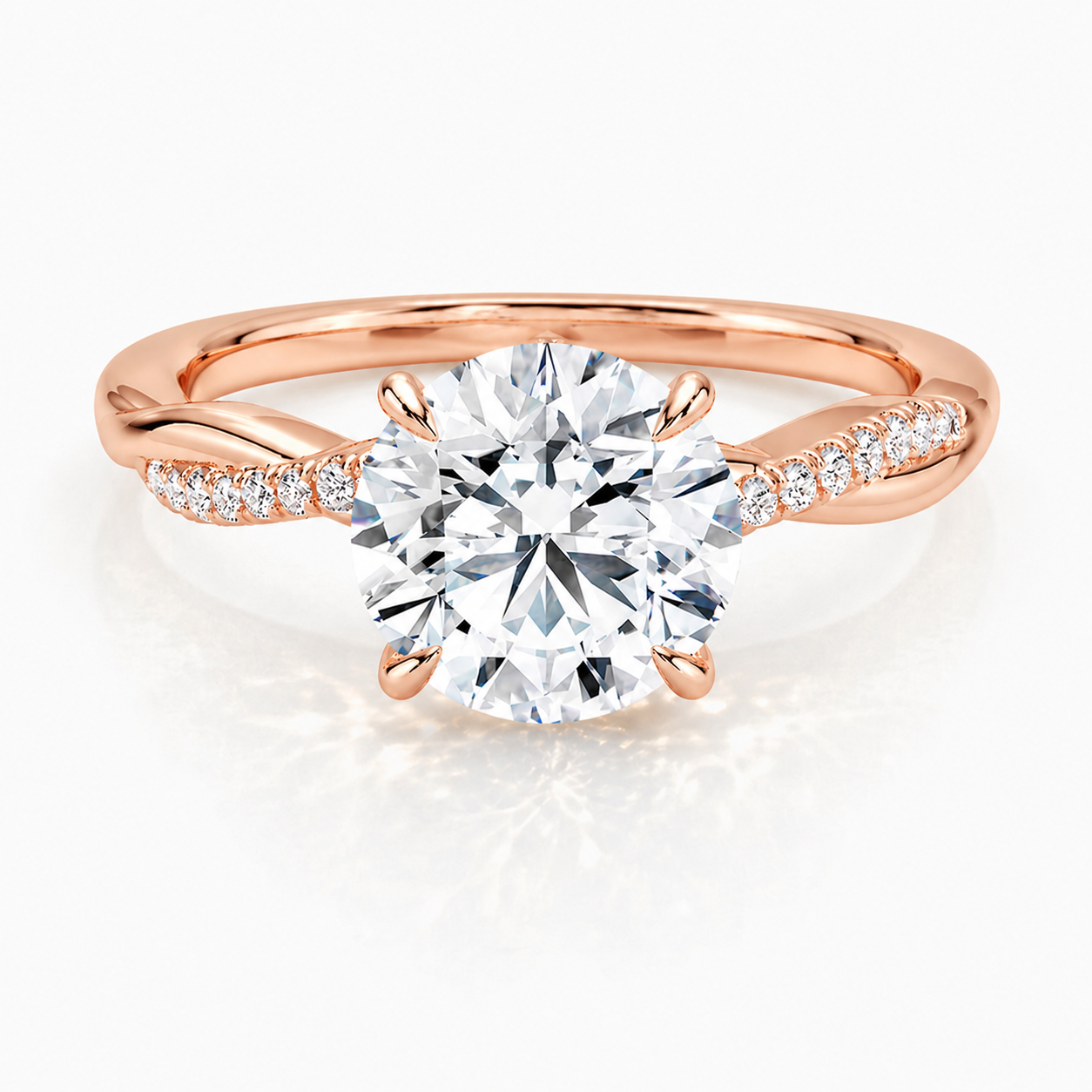 Eliana Twist Pave Verlobungsring aus 14k Rosegold mit einem funkelnden, laborgezüchteten Diamanten – handgefertigt, nachhaltig, von Labgrownlove