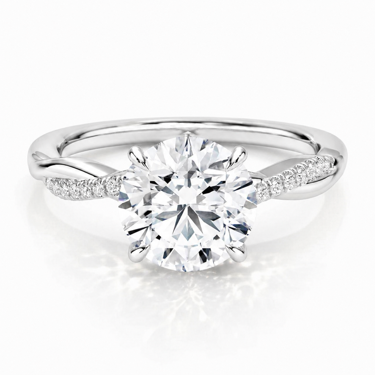 Eliana Twist Pave Verlobungsring aus 14k Weißgold mit einem funkelnden, laborgezüchteten Diamanten – handgefertigt, nachhaltig, von Labgrownlove