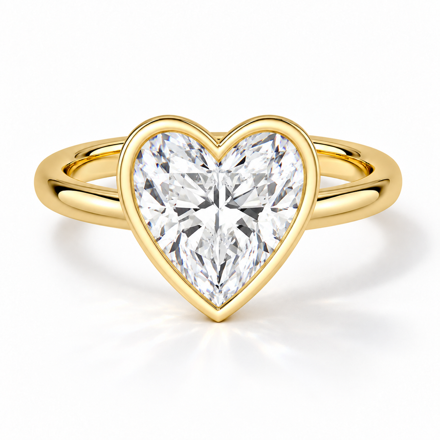Herz Bezel-Verlobungsring aus Gelbgold mit Labordiamant