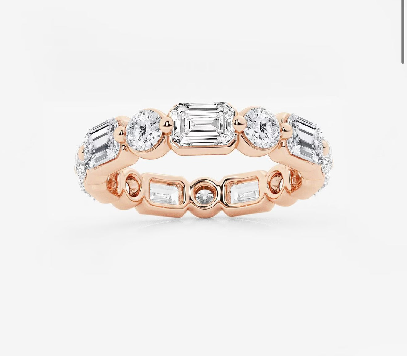 „Gigi“ Band Brilliant/ Emerald Lab-grown Diamant - Color F, VS2, Clarity, Excellent Cut / 14K Karat Roségold / 4 - Lab