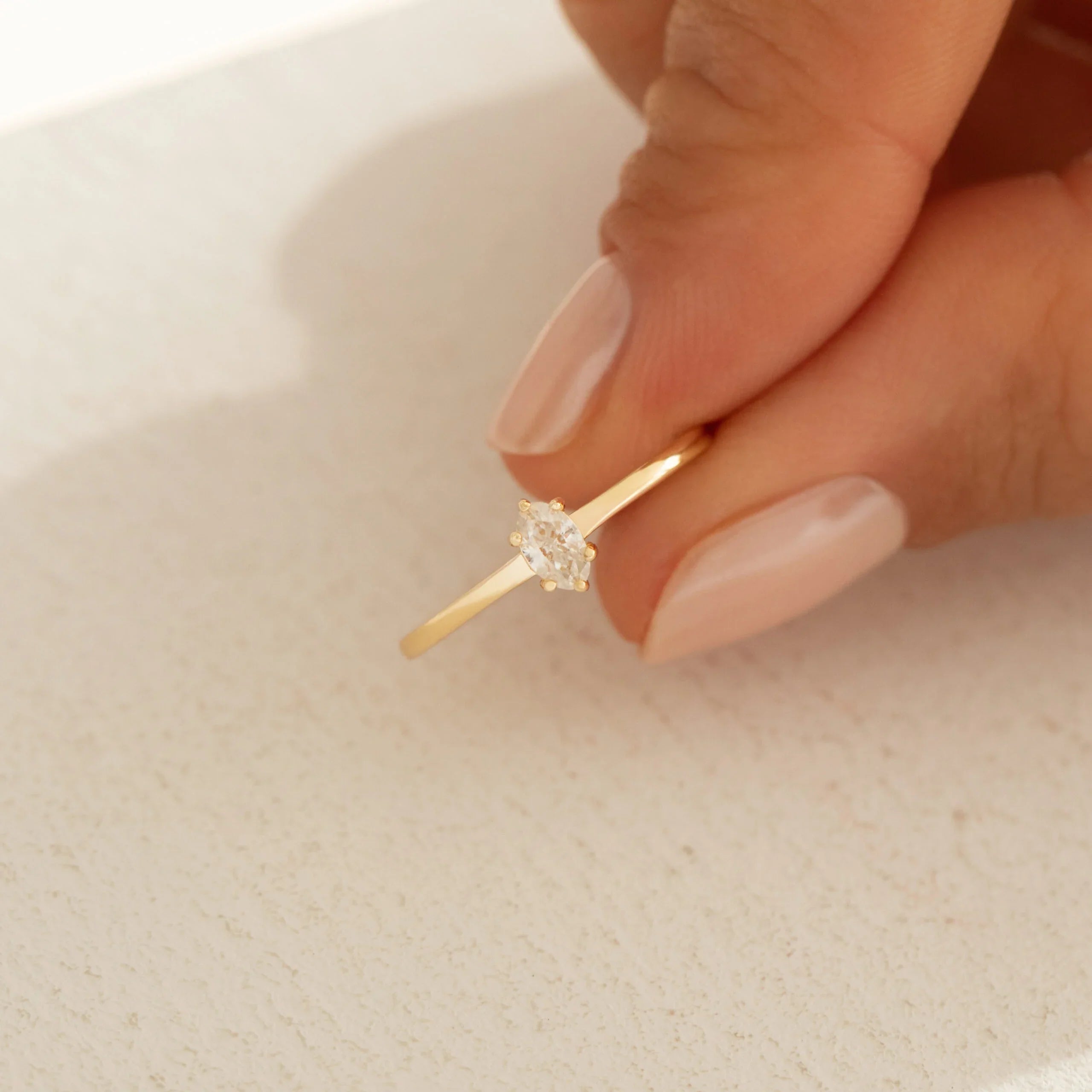 Laura Solitär Marquise Ring – Natürlicher Diamant Verlobungsring Ringe Natural Diamond Labgrownlove Handgefertigt