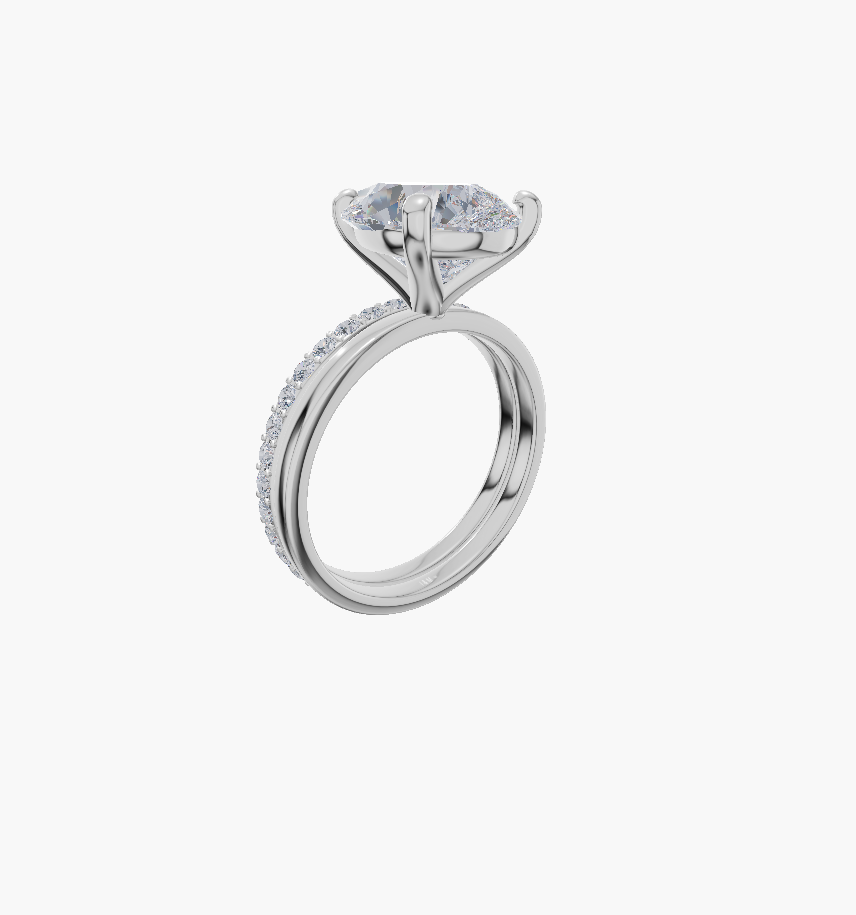 Plain engagement 4 prongs pear diamond 4 carat ring