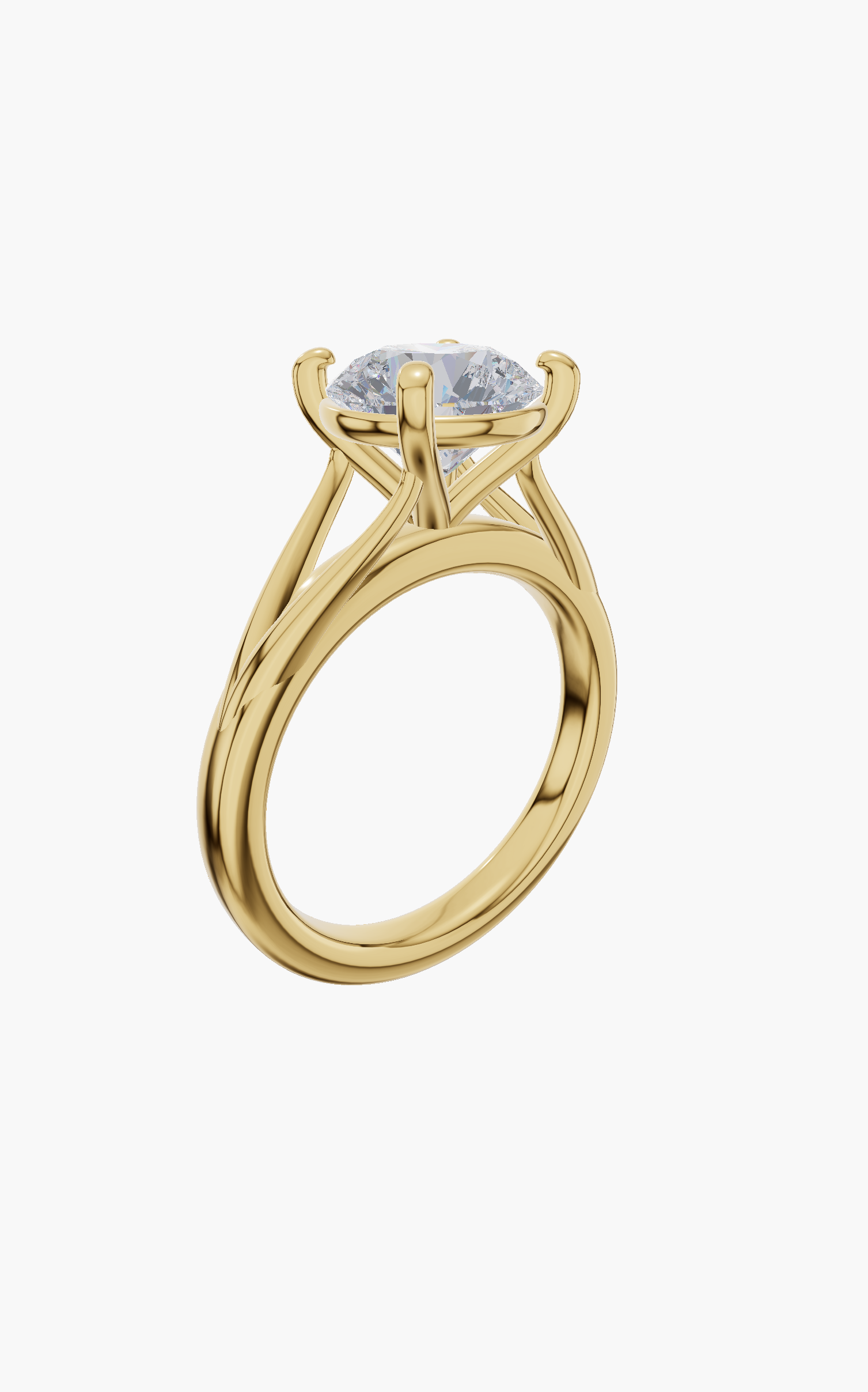 Split engagement 4 prongs round diamond 1 carat ring
