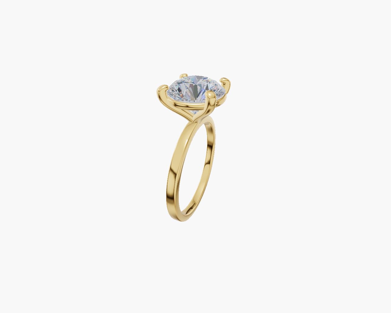 Plain engagement 4 prongs round diamond 4 carat ring