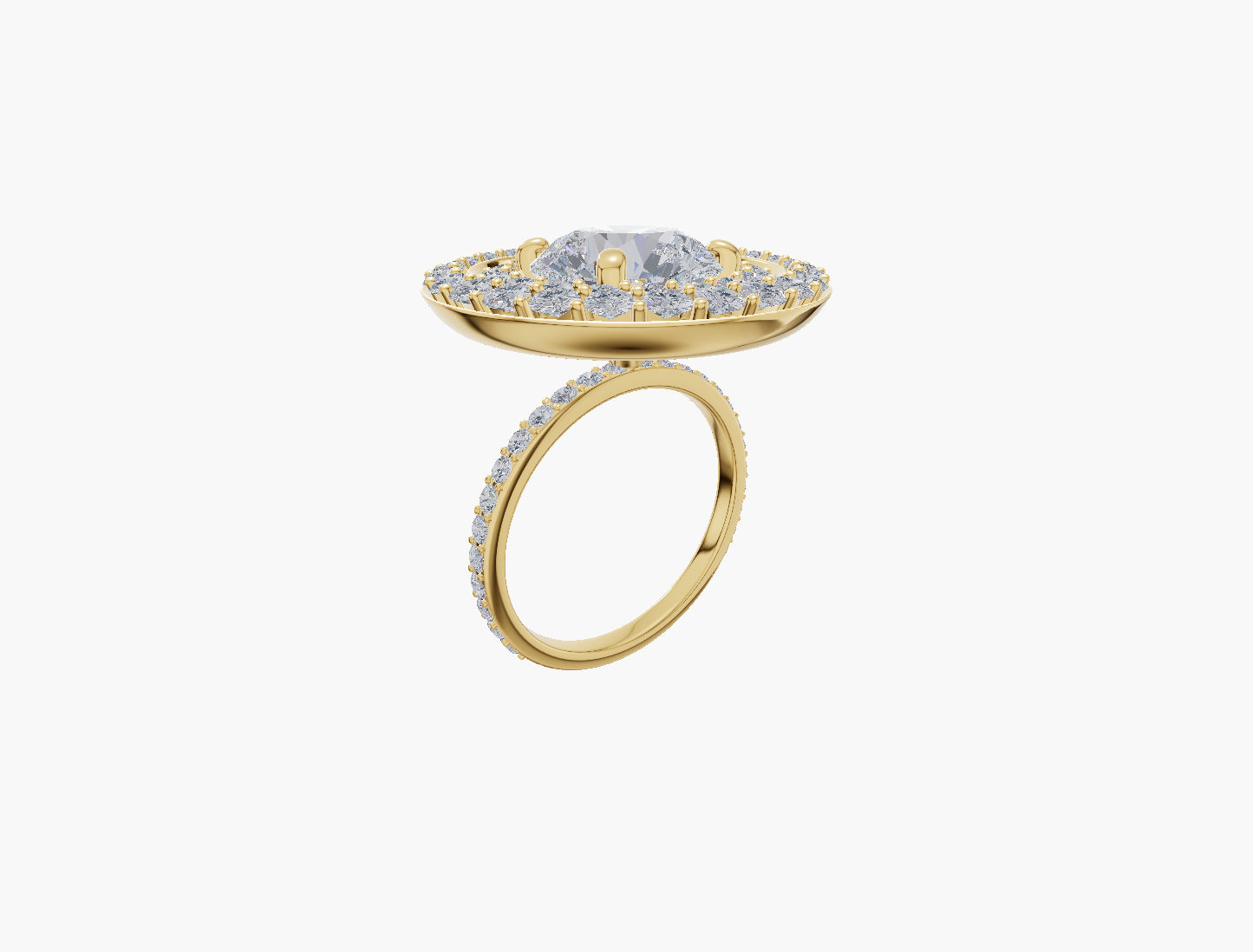 Plate Prong Double Halo Round 7 ct ring