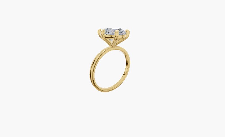 Plain 6 Prongs Oval 1.00 ct Lab Diamond 14K Yellow Gold ring