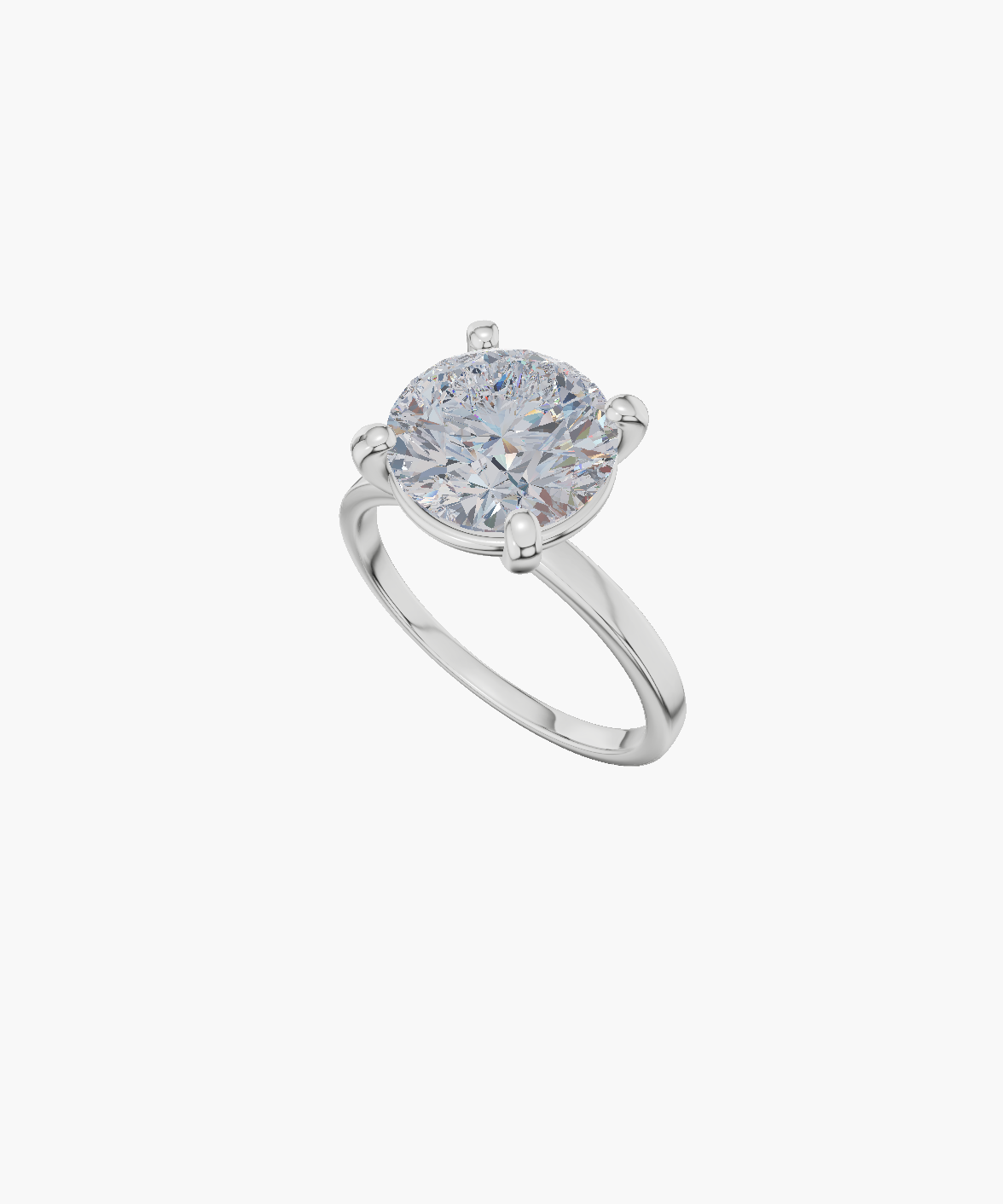 Plain 4 Prongs Round 1.00 ct Lab Diamond 14K White Gold ring