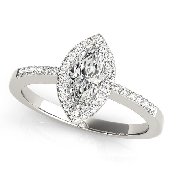 14K White Gold Halo Marquise Engagement Rings