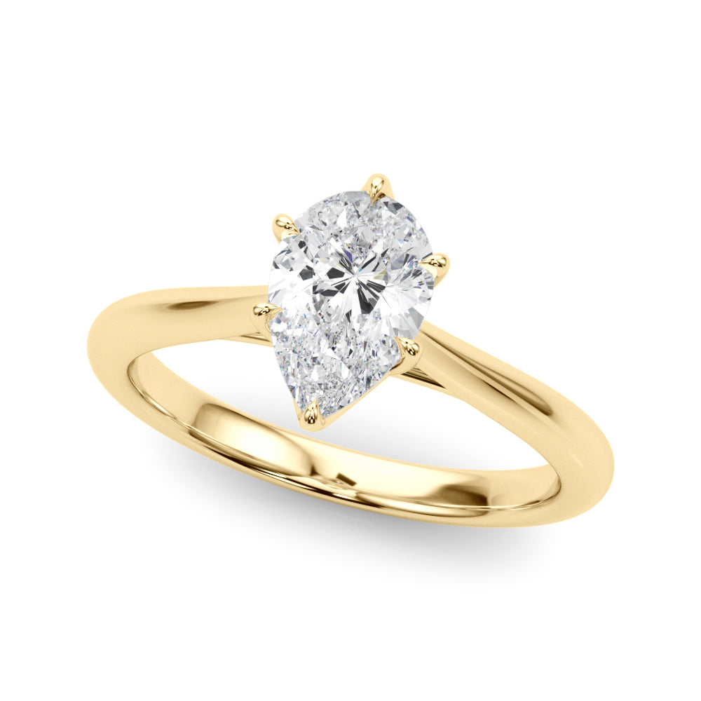 18K Yellow Gold Solitaire Pear Engagement Rings