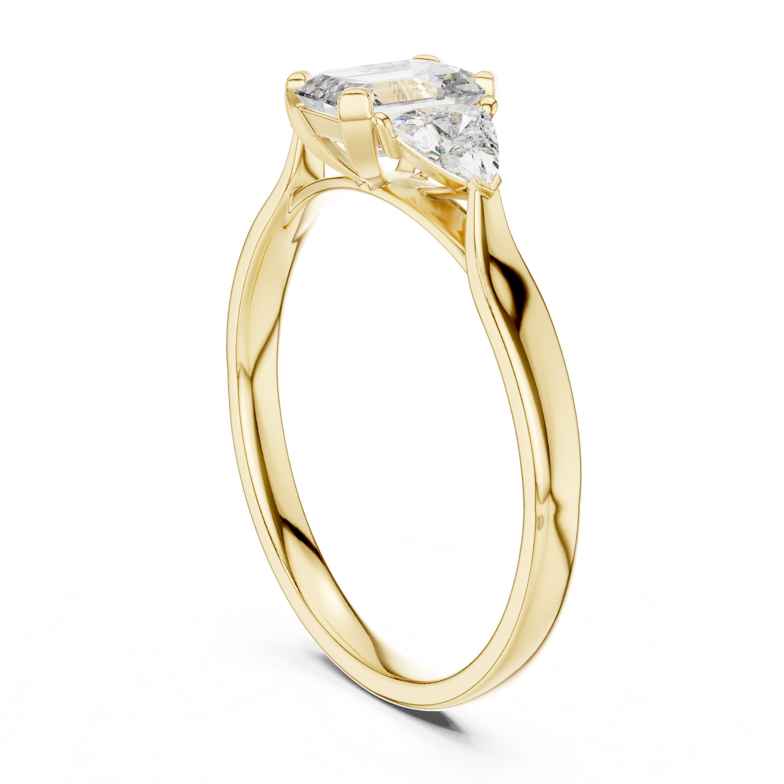 Oktavia - Cathedral Verlobungsring aus 14k Gelbgold mit einem funkelnden, laborgezüchteten Diamanten - handgefertigt & nachhaltig - von Labgrownlove 