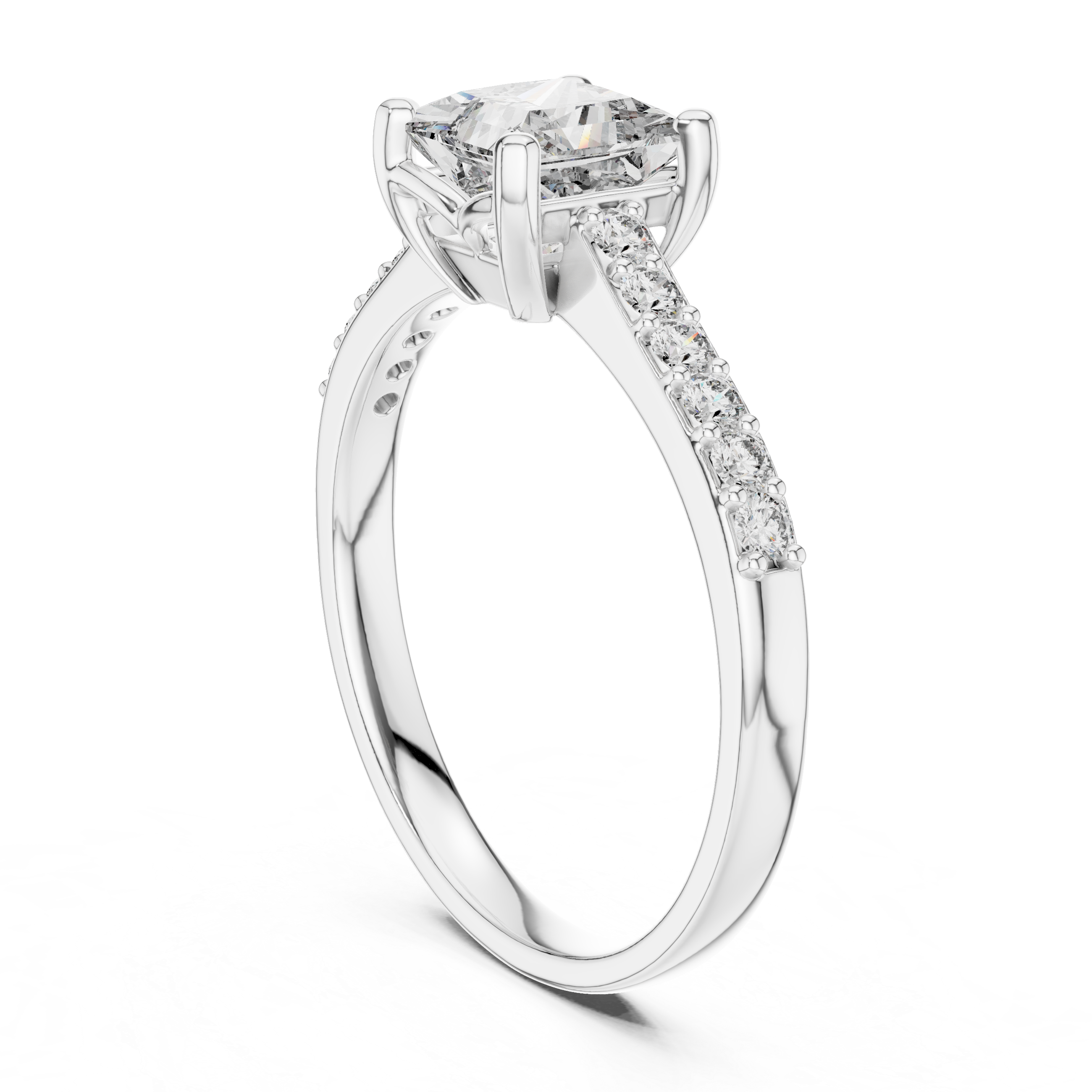 Nala - Princess Pavé Verlobungsring aus 14k Weißgold mit einem funkelnden, laborgezüchteten Diamanten - handgefertigt & nachhaltig - von Labgrownlove 