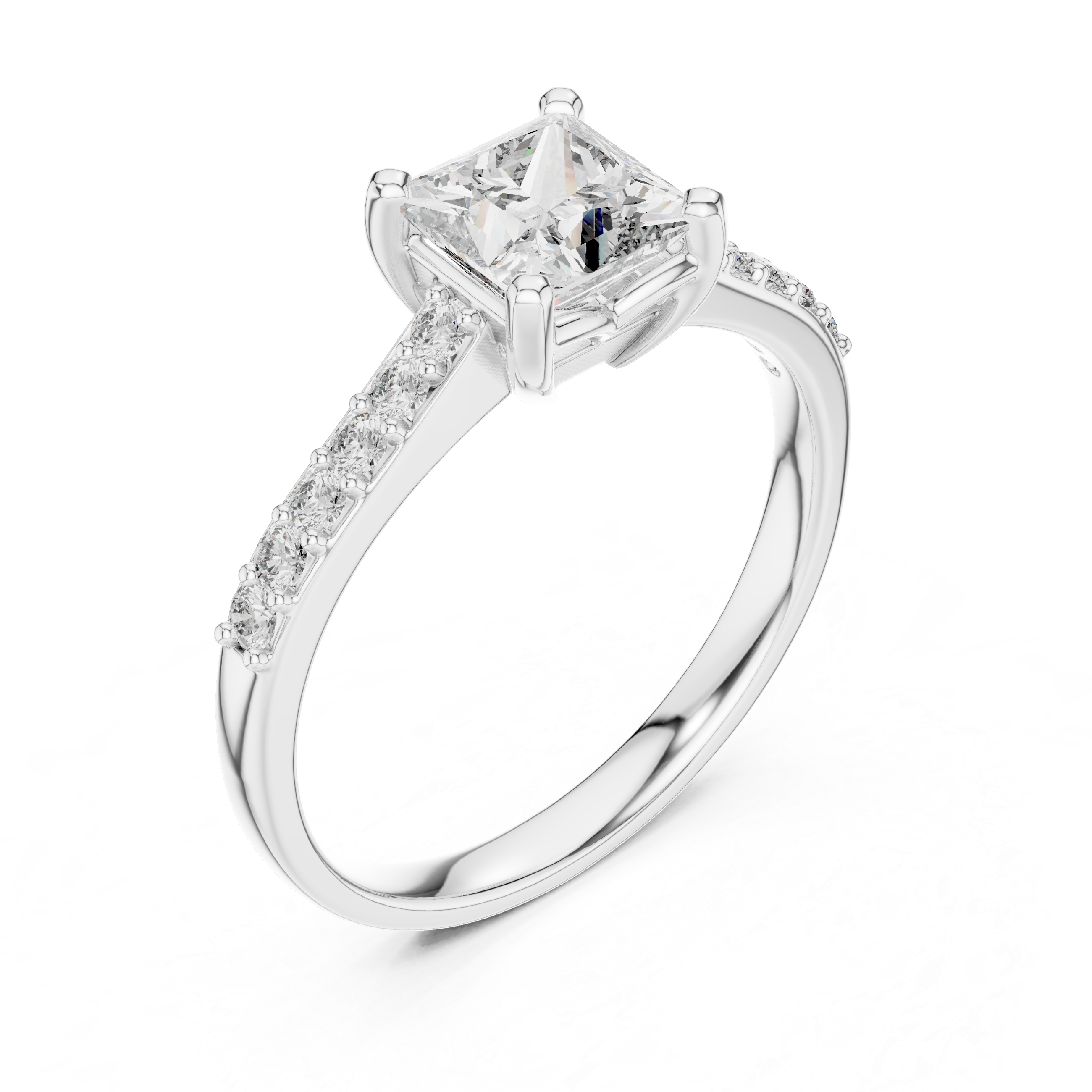 Nala - Princess Pavé Verlobungsring aus 14k Weißgold mit einem funkelnden, laborgezüchteten Diamanten - handgefertigt & nachhaltig - von Labgrownlove 