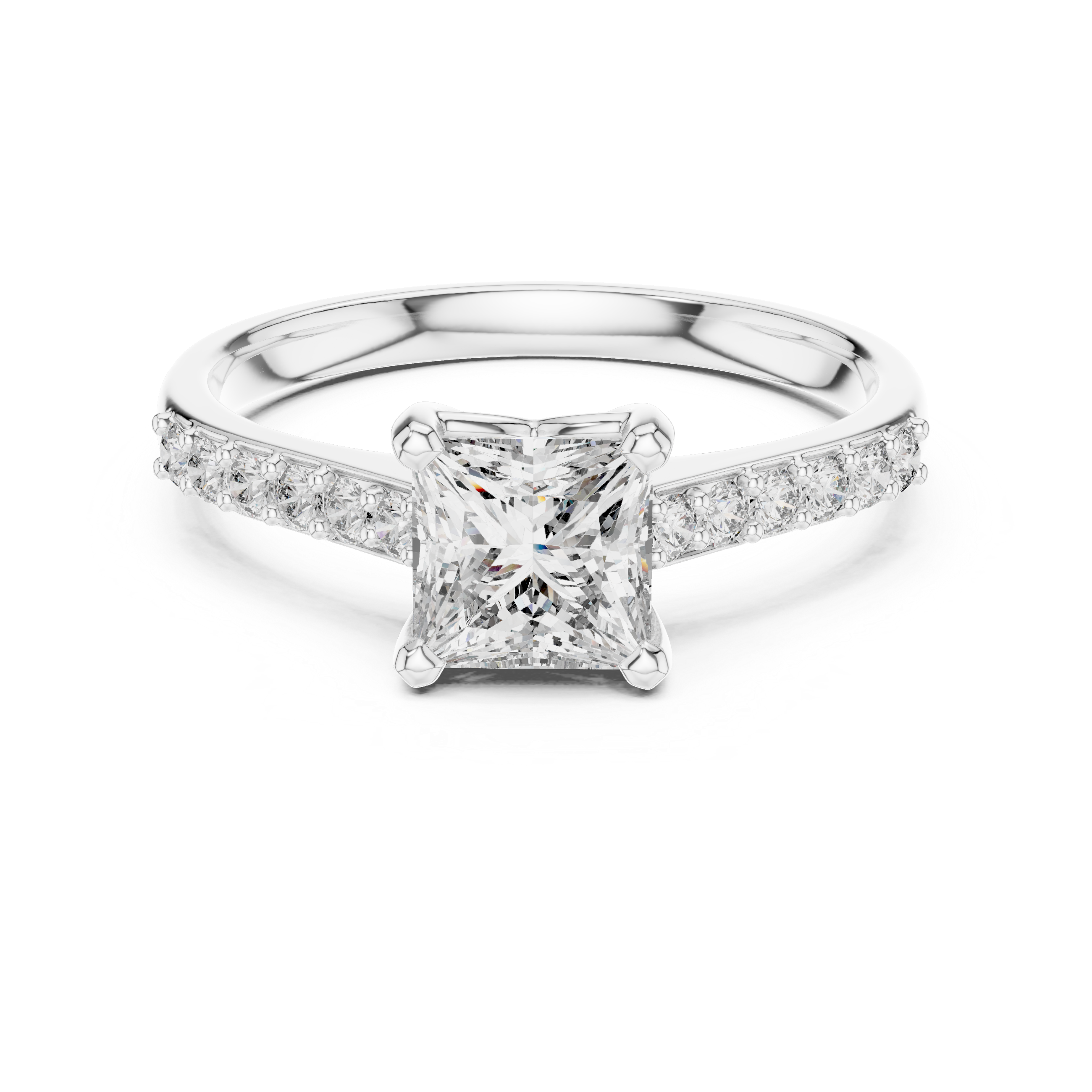 Nala - Princess Pavé Verlobungsring aus 14k Weißgold mit einem funkelnden, laborgezüchteten Diamanten - handgefertigt & nachhaltig - von Labgrownlove 