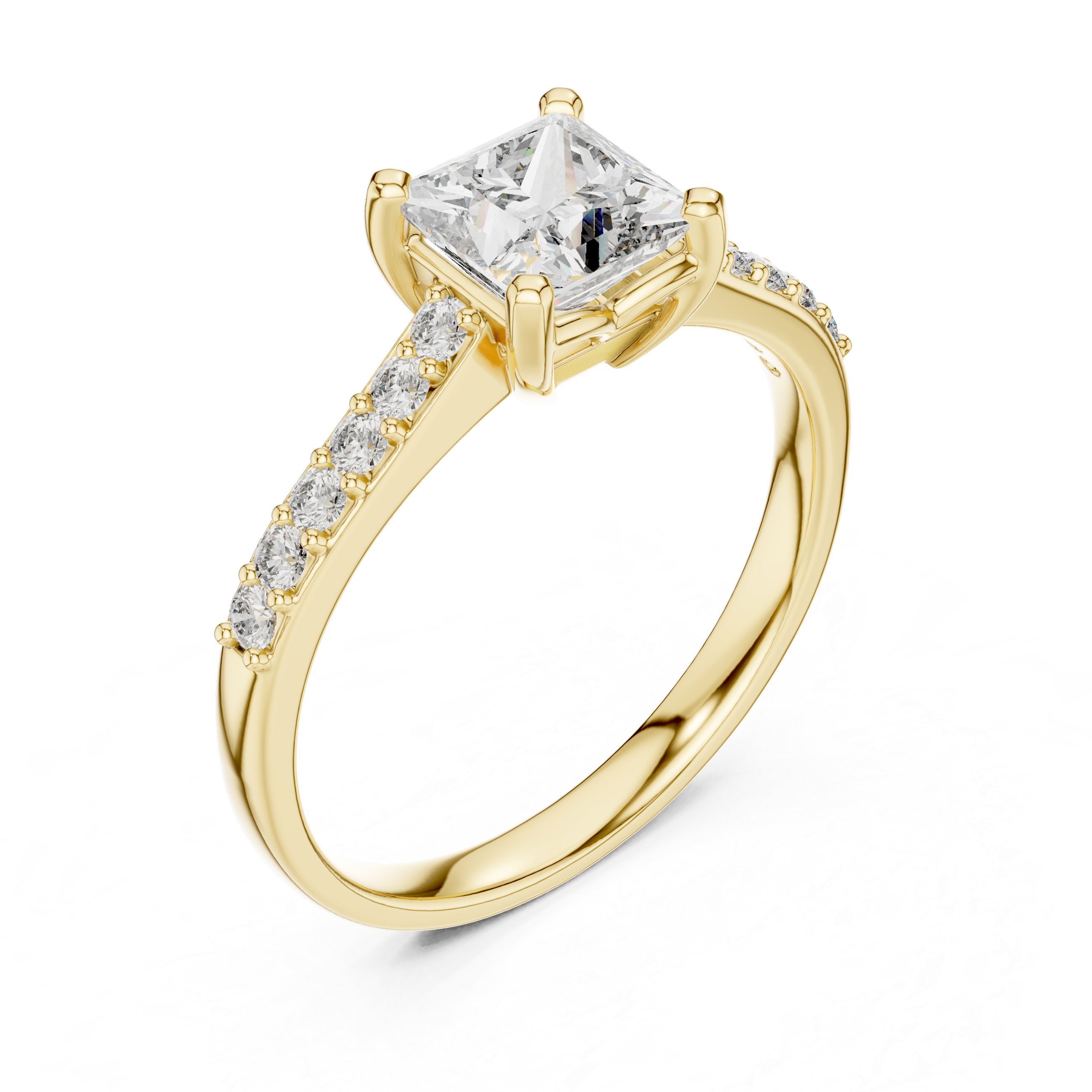 Nala - Princess Pavé Verlobungsring aus 14k Gelbgold mit einem funkelnden, laborgezüchteten Diamanten - handgefertigt & nachhaltig - von Labgrownlove 