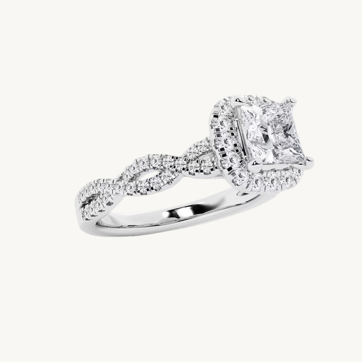 „Luna“ Halo Princess Lab grown Diamant Verlobungsring Ringe Lab Diamond Labgrownlove Handgefertigt Jetzt einkaufen weiß
