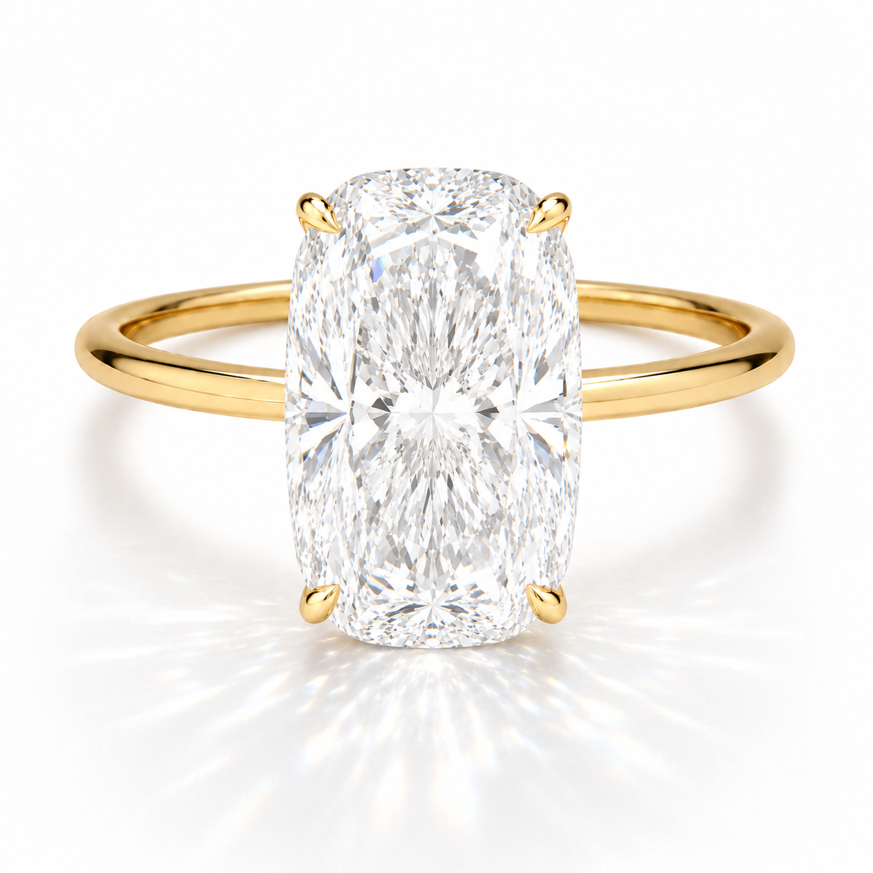 Madison - Elongated Cushion Solitär-Verlobungsring aus 18k Gelbgold mit einem funkelnden, laborgezüchteten Diamanten - handgefertigt & nachhaltig - von Labgrownlove