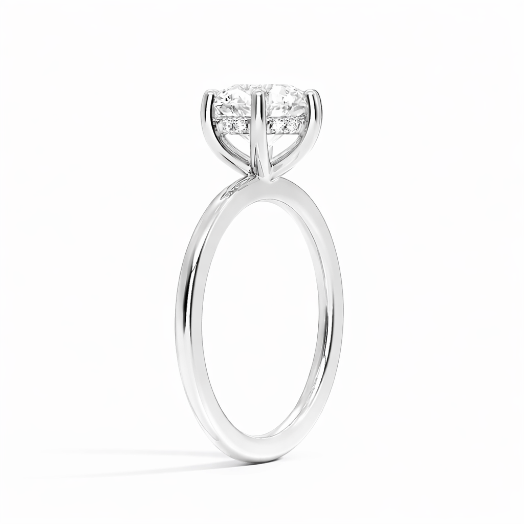 Sveta - Brilliant Solitär hidden halo Verlobungsring aus 14k Weißgold mit einem funkelnden, natürlichen Diamanten - handgefertigt & nachhaltig - von Labgrownlove 